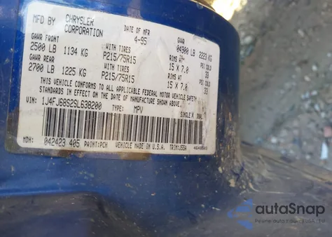 1995 Jeep Cherokee Sport из США, поврежденный, VIN 1J4FJ68S2SL638200